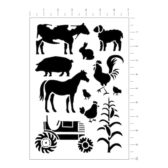 12 Pack: Farmhouse Icon & Border Plastic Stencils, 7" x 10" by Craft Smart®
